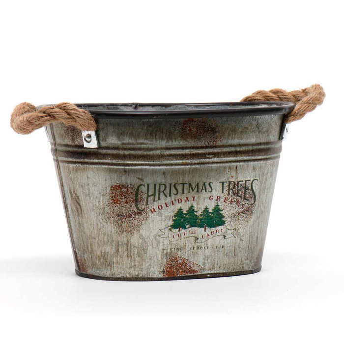 The Holiday Aisle Decorative Christmas Tree Metal Bucket Wayfair.ca